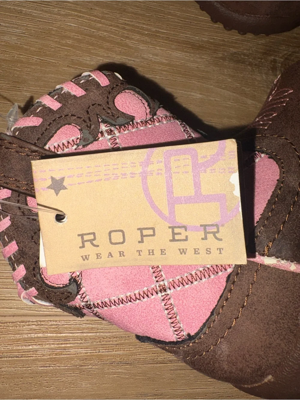 Roper Infant Pink & Brown Western Cowboy Boots Size 3 Baby Cowgirl NWT
